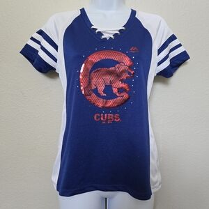 MLB Chicago Cubs Womens Sequins Short Sleeve shirt size small